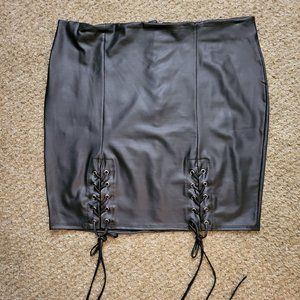 Goth Faux Leather Skirt